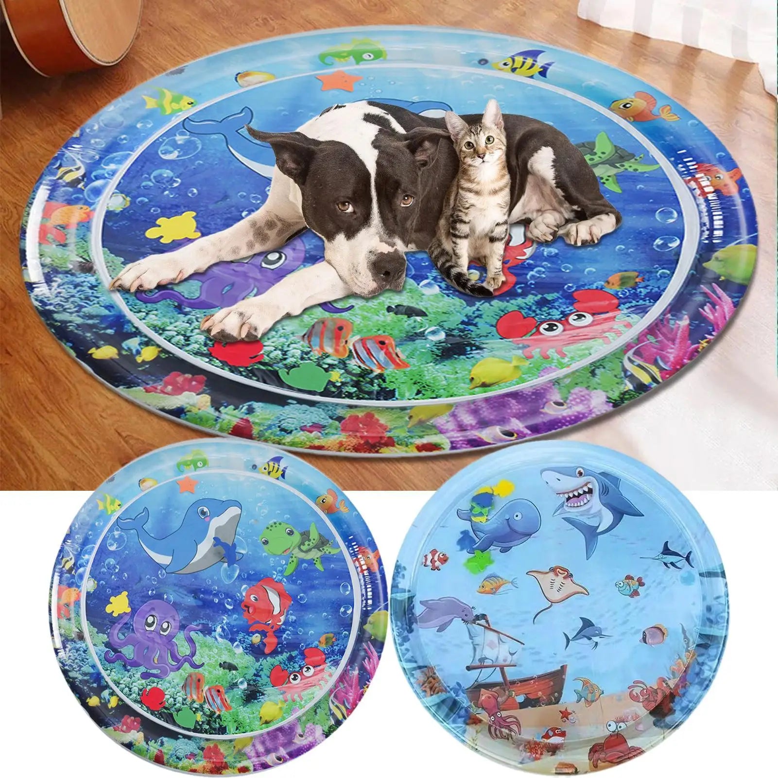 AquaFun™ | Aufblasbare Wasserspielmatte mit Hai-Thema für Babys und Kleinkinder