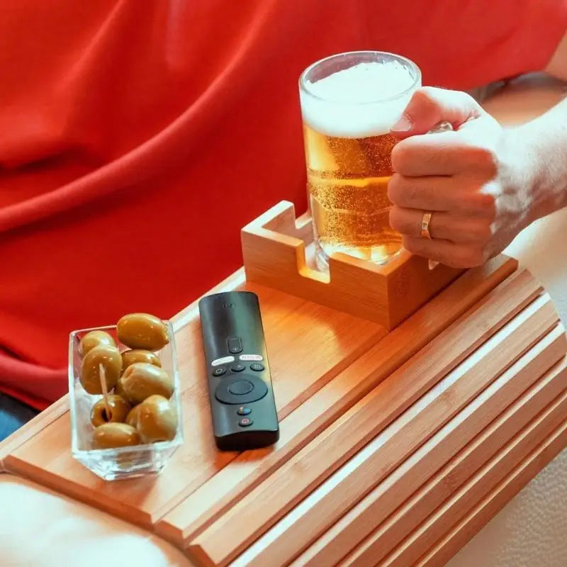 Bambora™ | Bambus-Armlehnen-Organizer mit Getränkehalter
