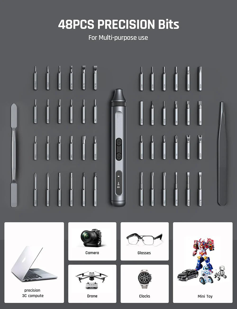 BitForge™ | 48 magnetische Bits und LED-Licht für nahtlose Reparaturen zu jeder Zeit