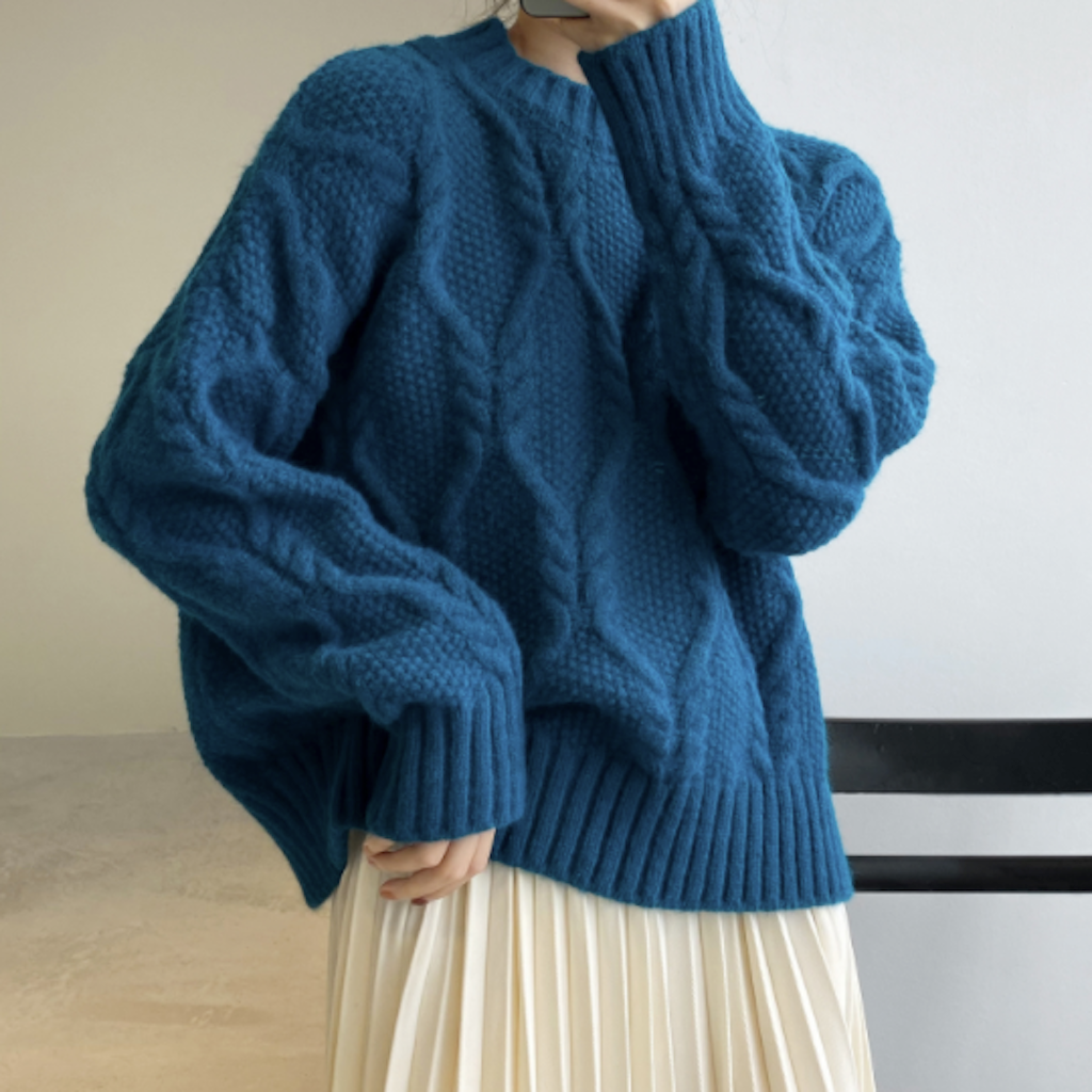 Alissa™ - Damen Pullover mit Rundhalsausschnitt und Zopfmuster (50% RABATT)