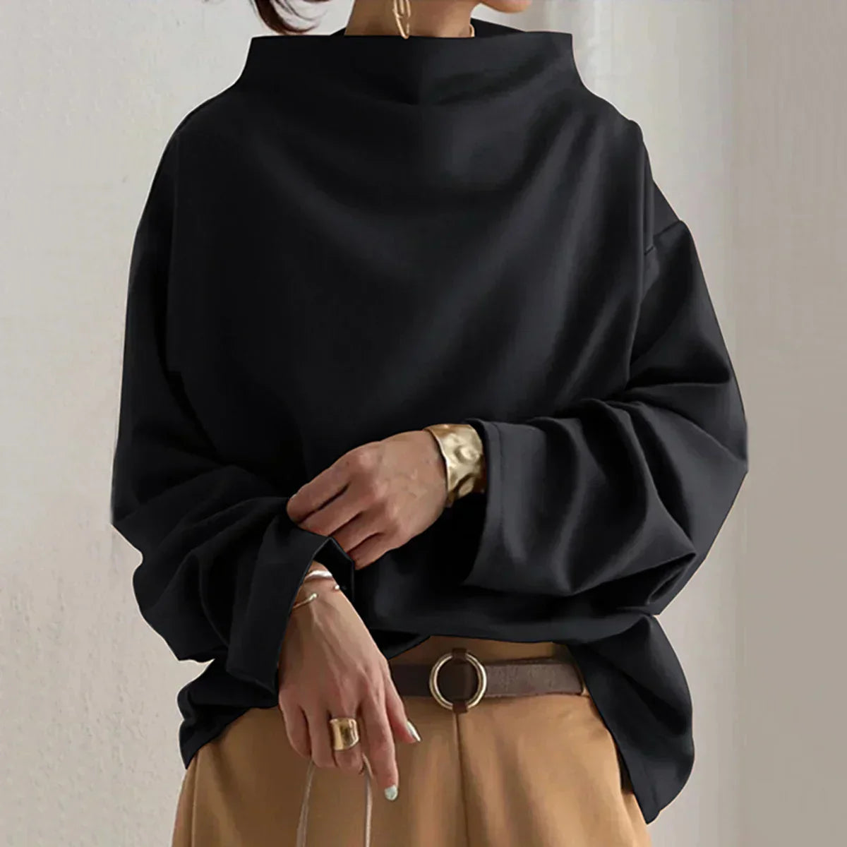 Alana™ - Lässiges T-Shirt mit hohem Halsausschnitt (50% RABATT)