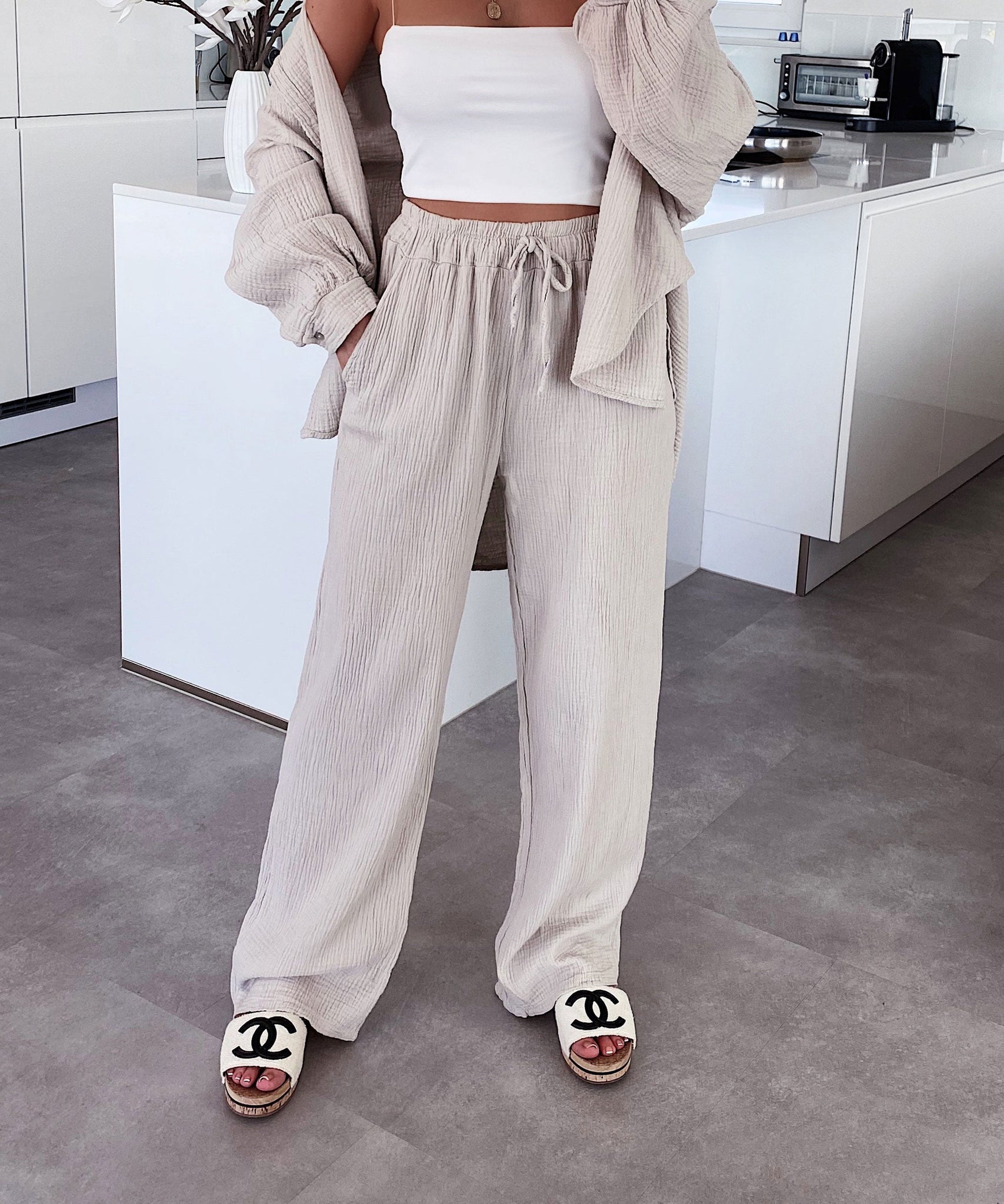 Musselin Hose Abril Beige