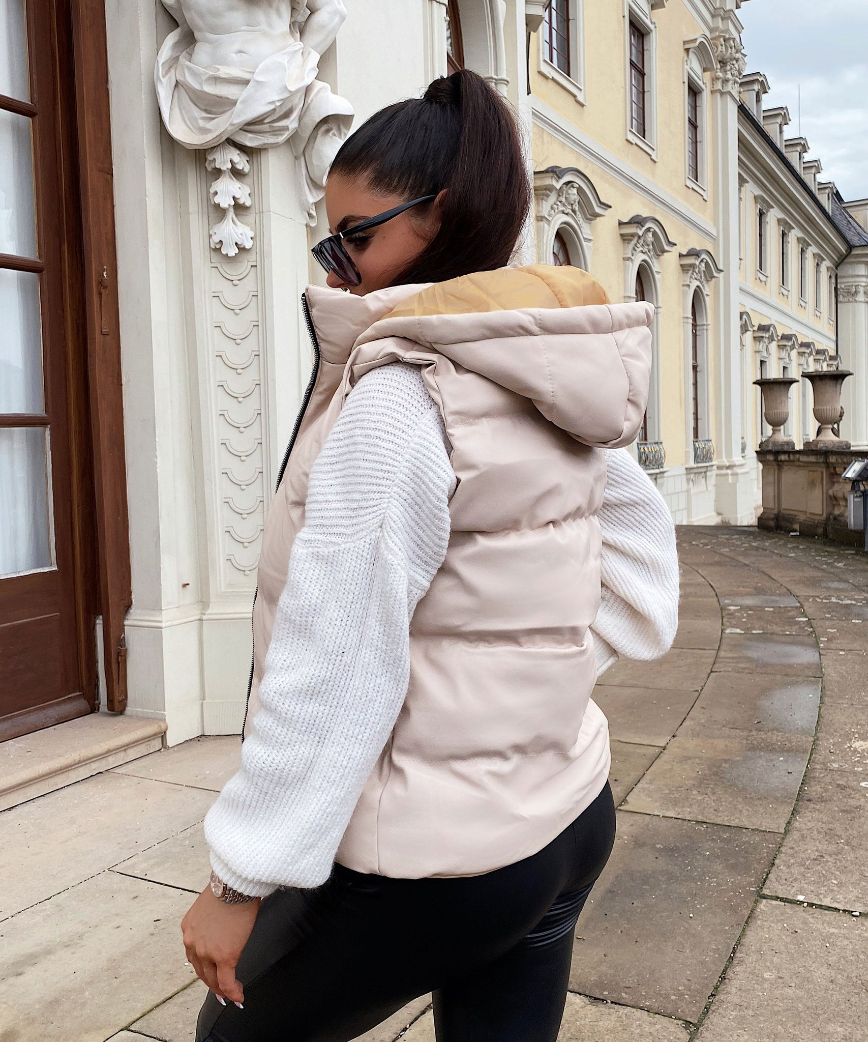 Lederweste Pamela Beige Kurz