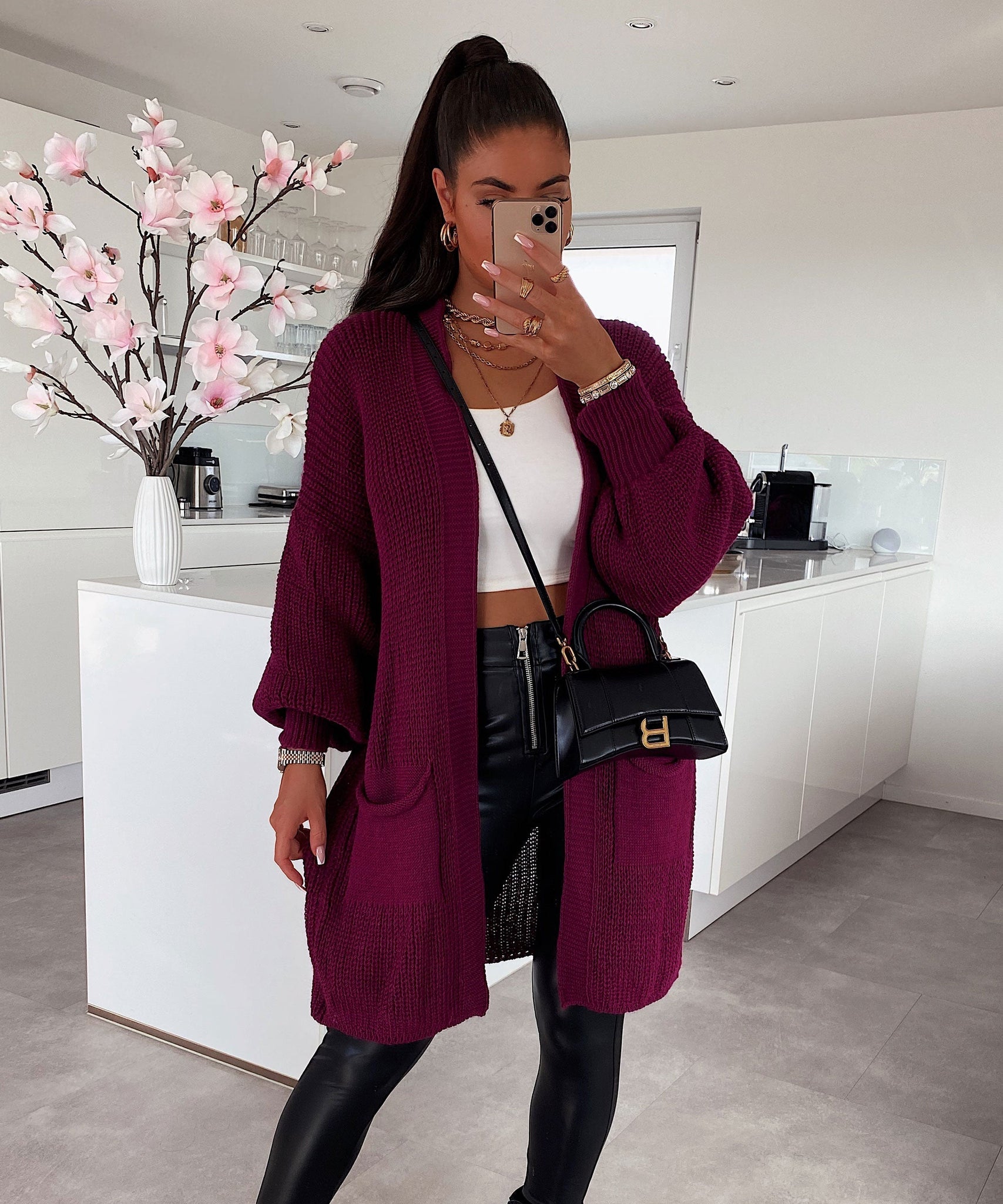 Cardigan Leilani Kurz Bordeaux