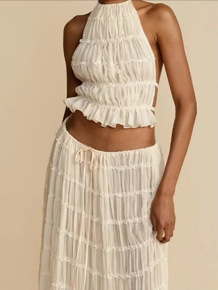 Bonnie™ | Halter Lace-Up Backless 2-Piece Dress Set für mühelose Strand Eleganz