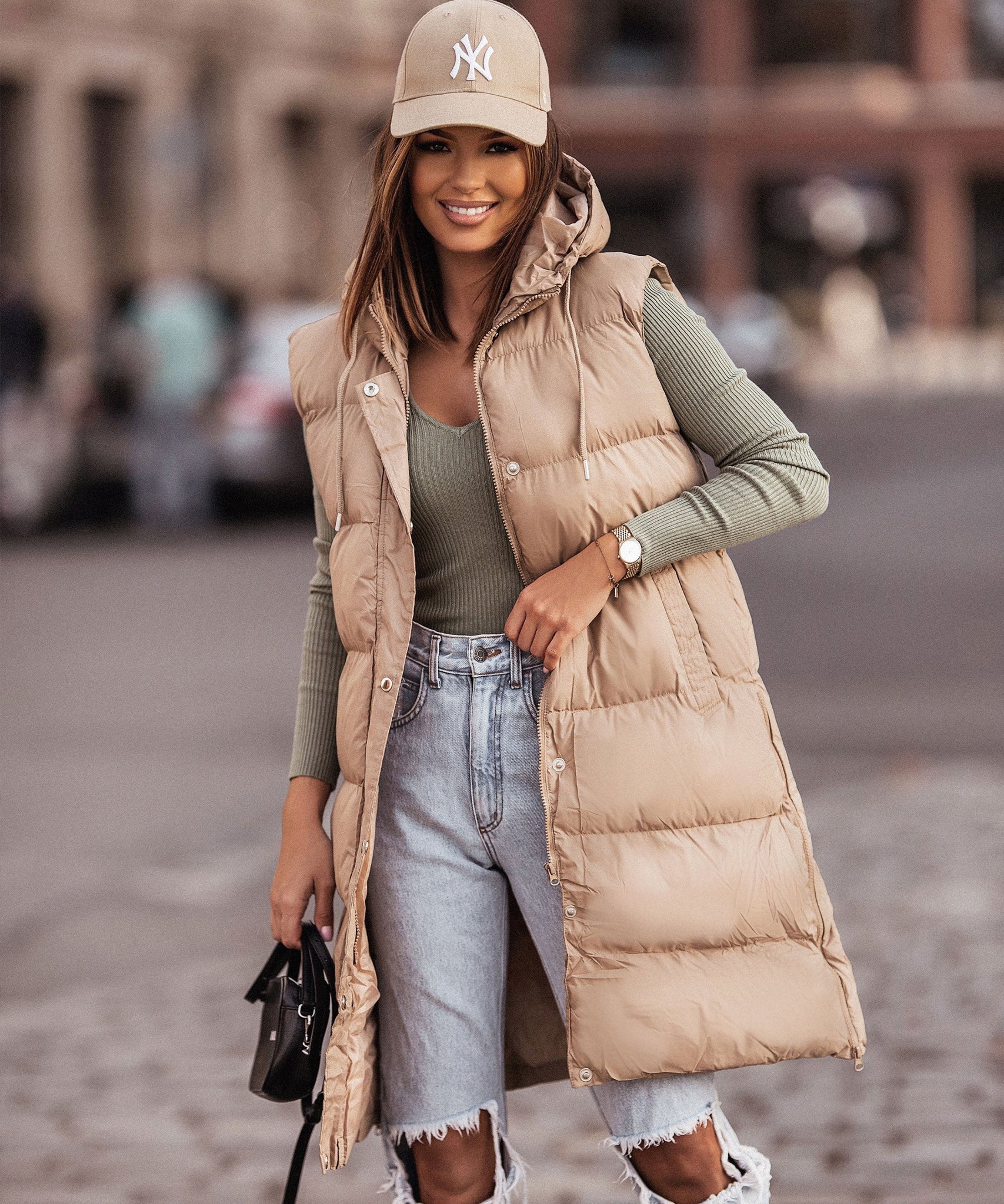 Weste Megan Lang Camel