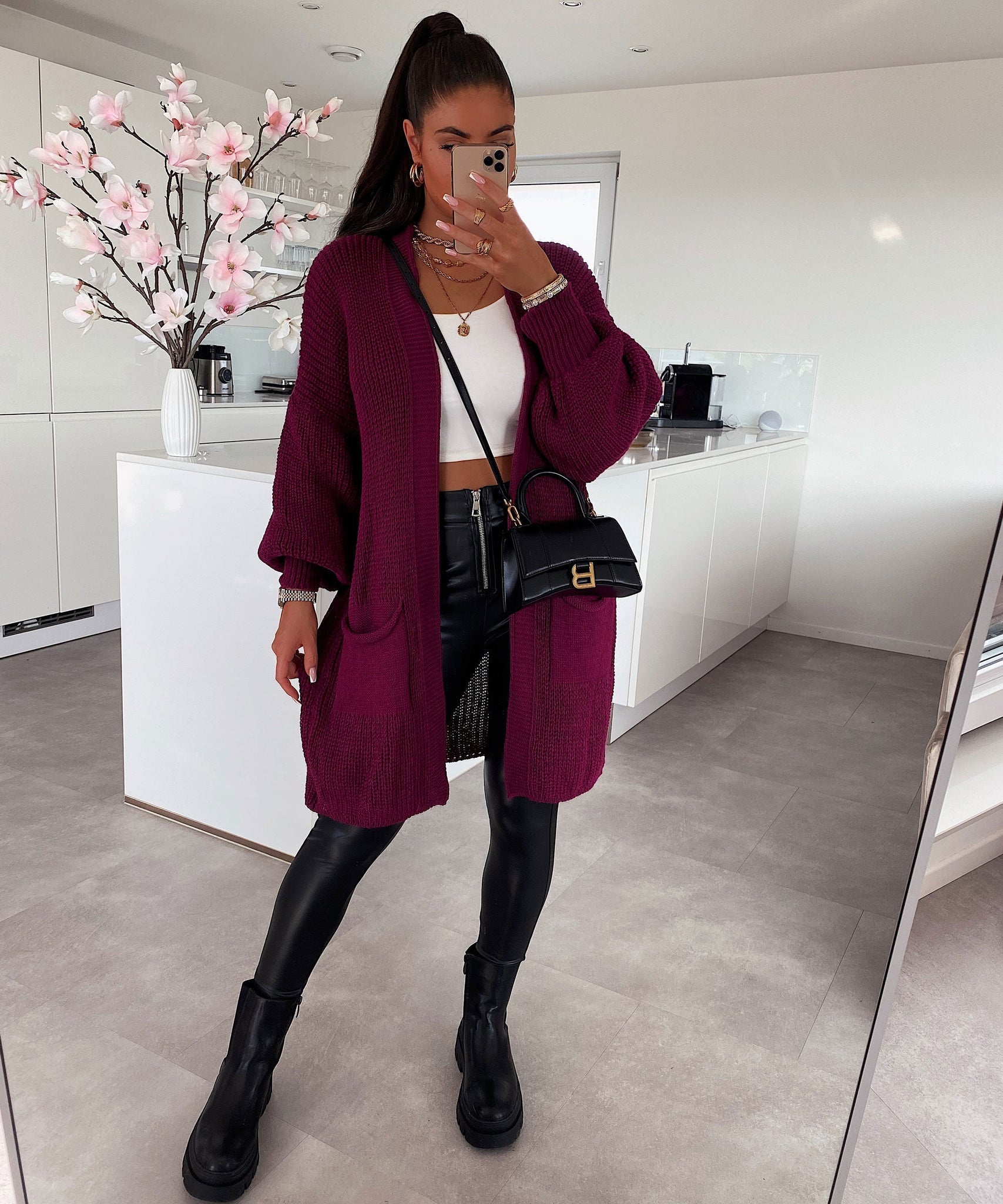 Cardigan Leilani Kurz Bordeaux