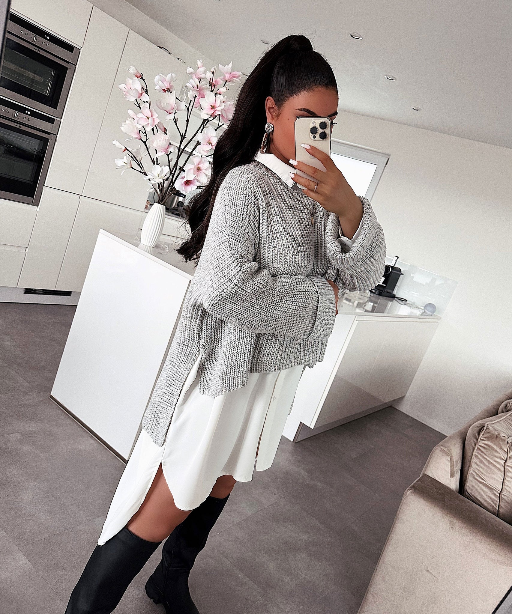 Pullover Elsa Kurz Hellgrau