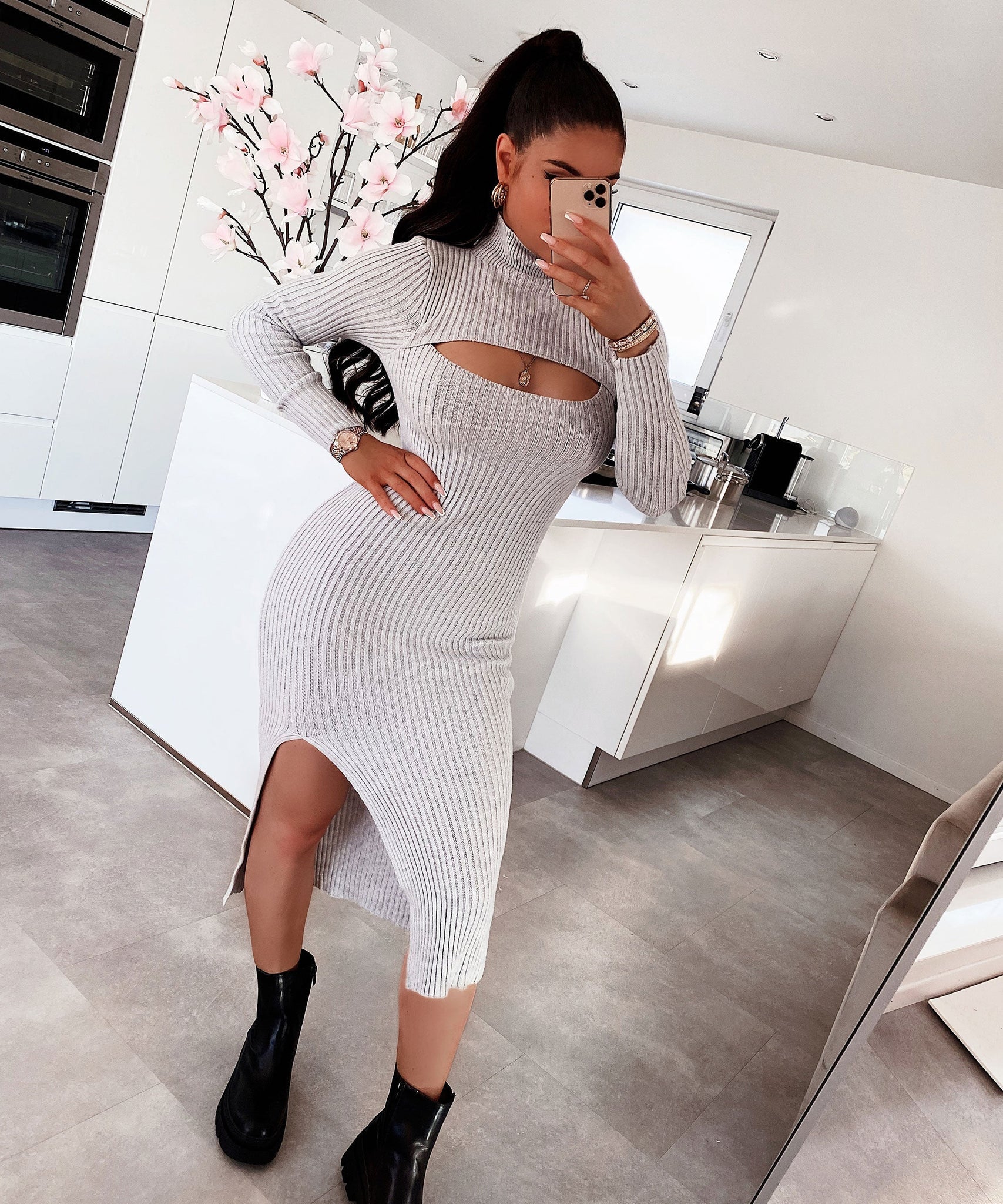 Strickkleid Leyre Hellgrau