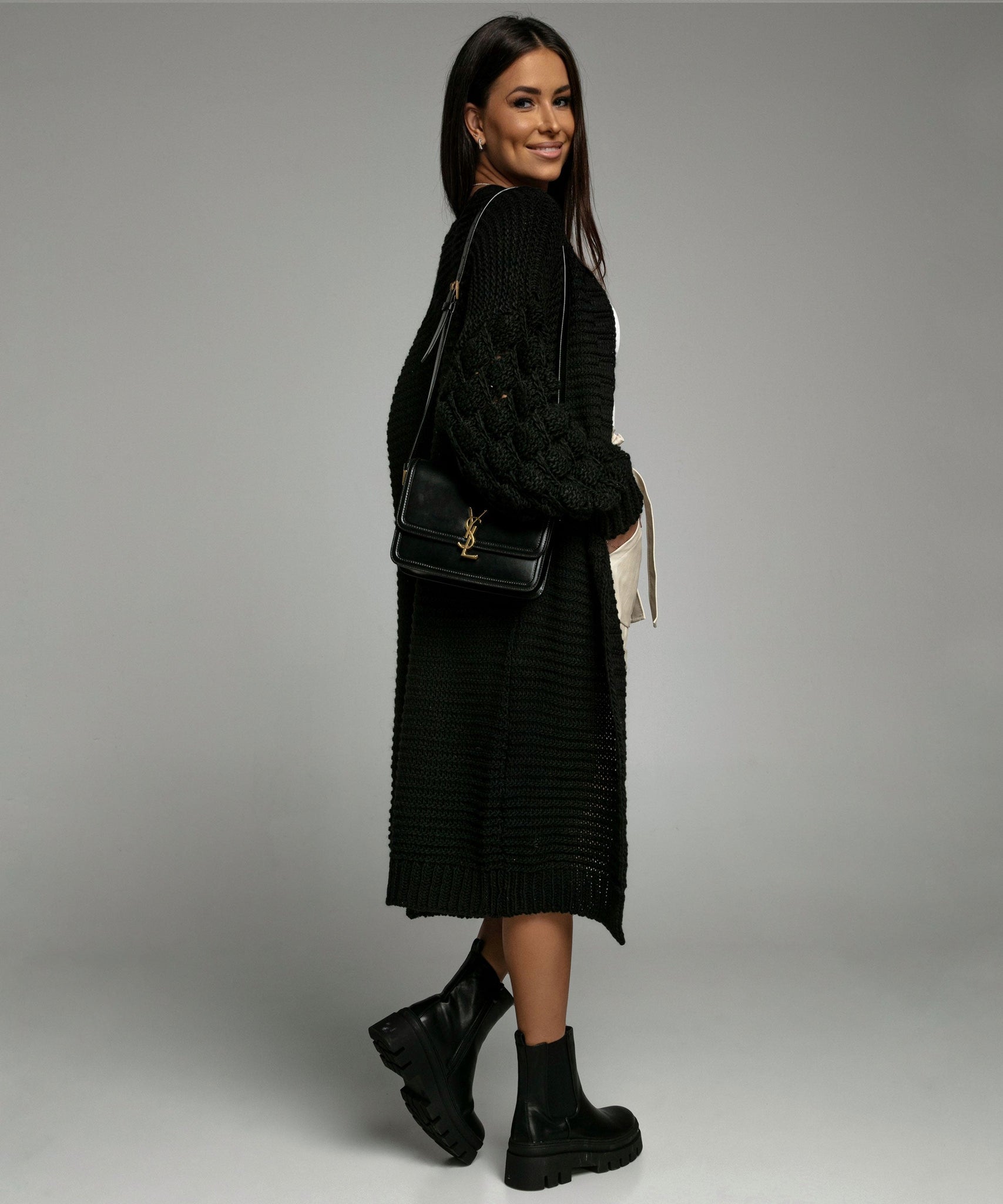 Strickjacke Cloudy Lang Schwarz