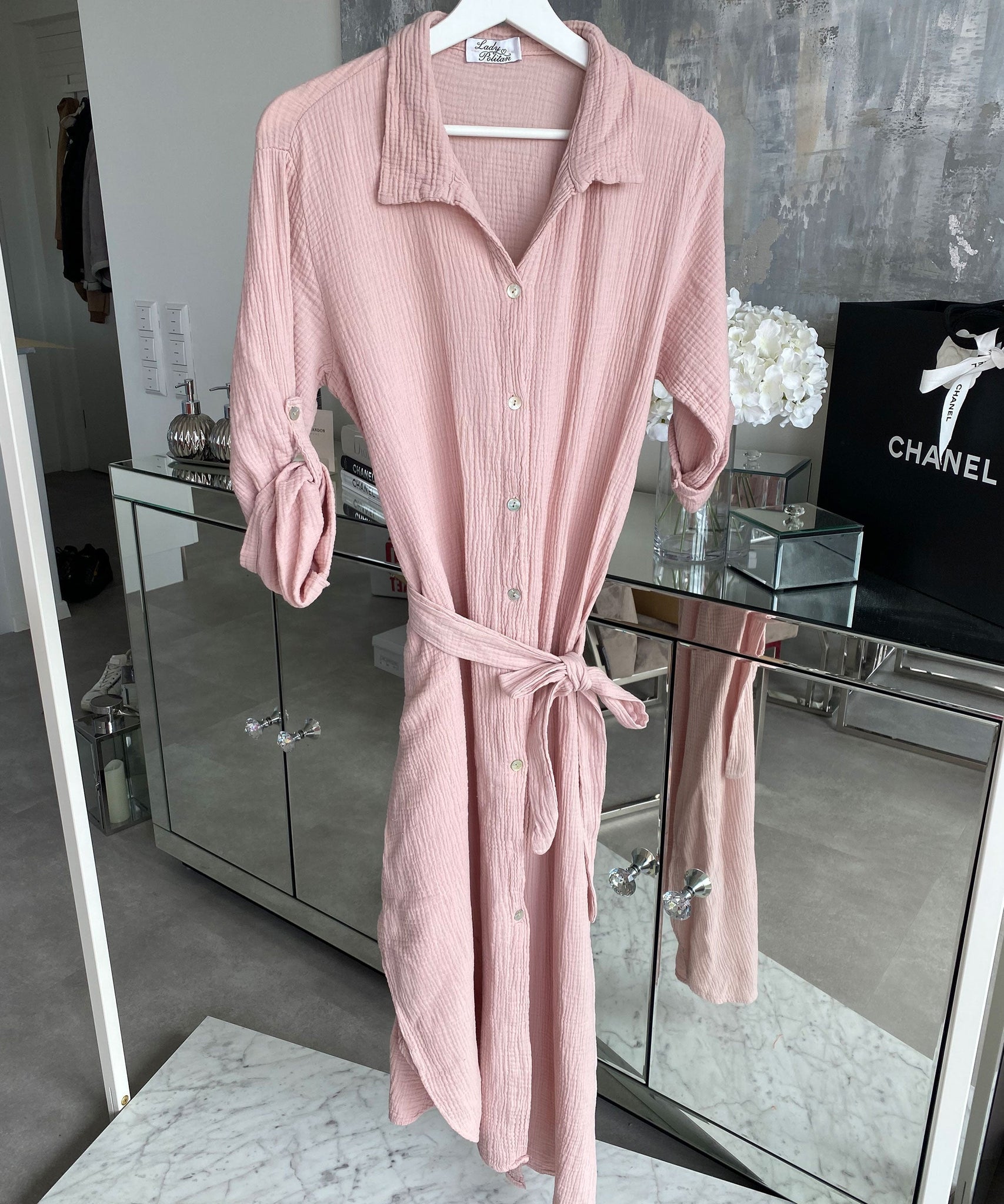Musselin Kleid Elena Lang Rosa