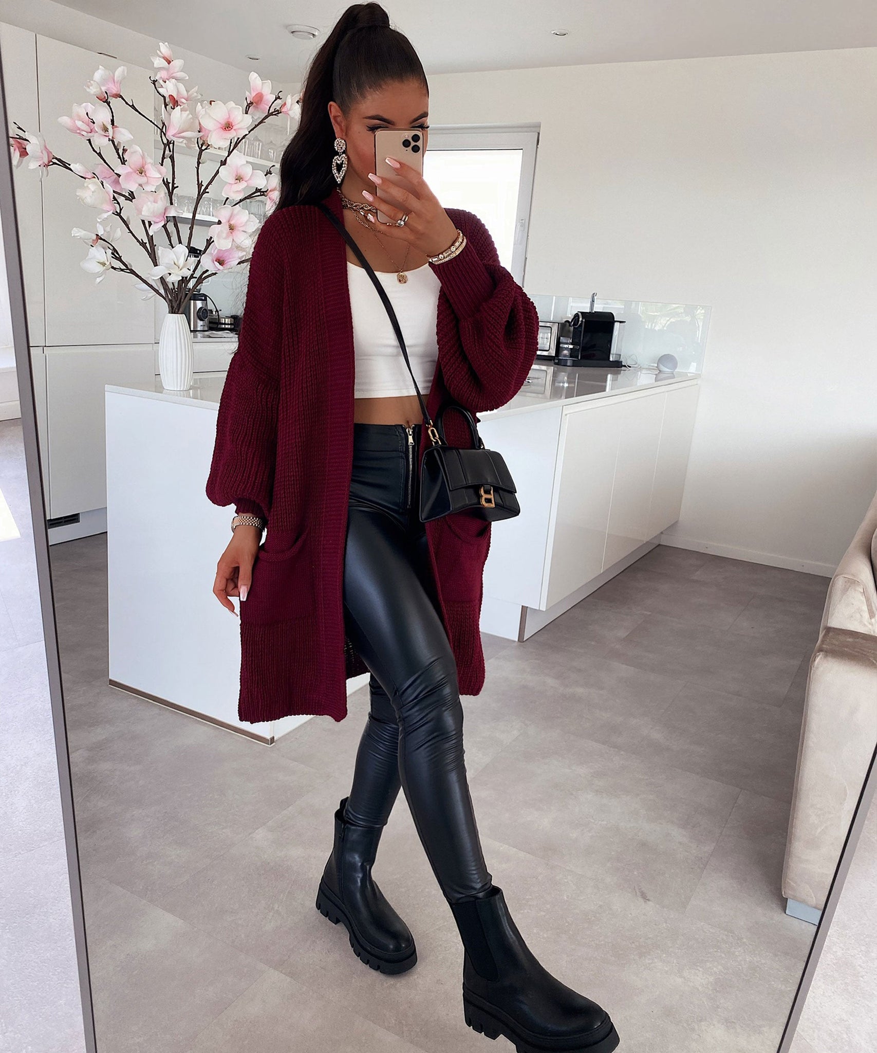 Cardigan Leilani Kurz Weinrot