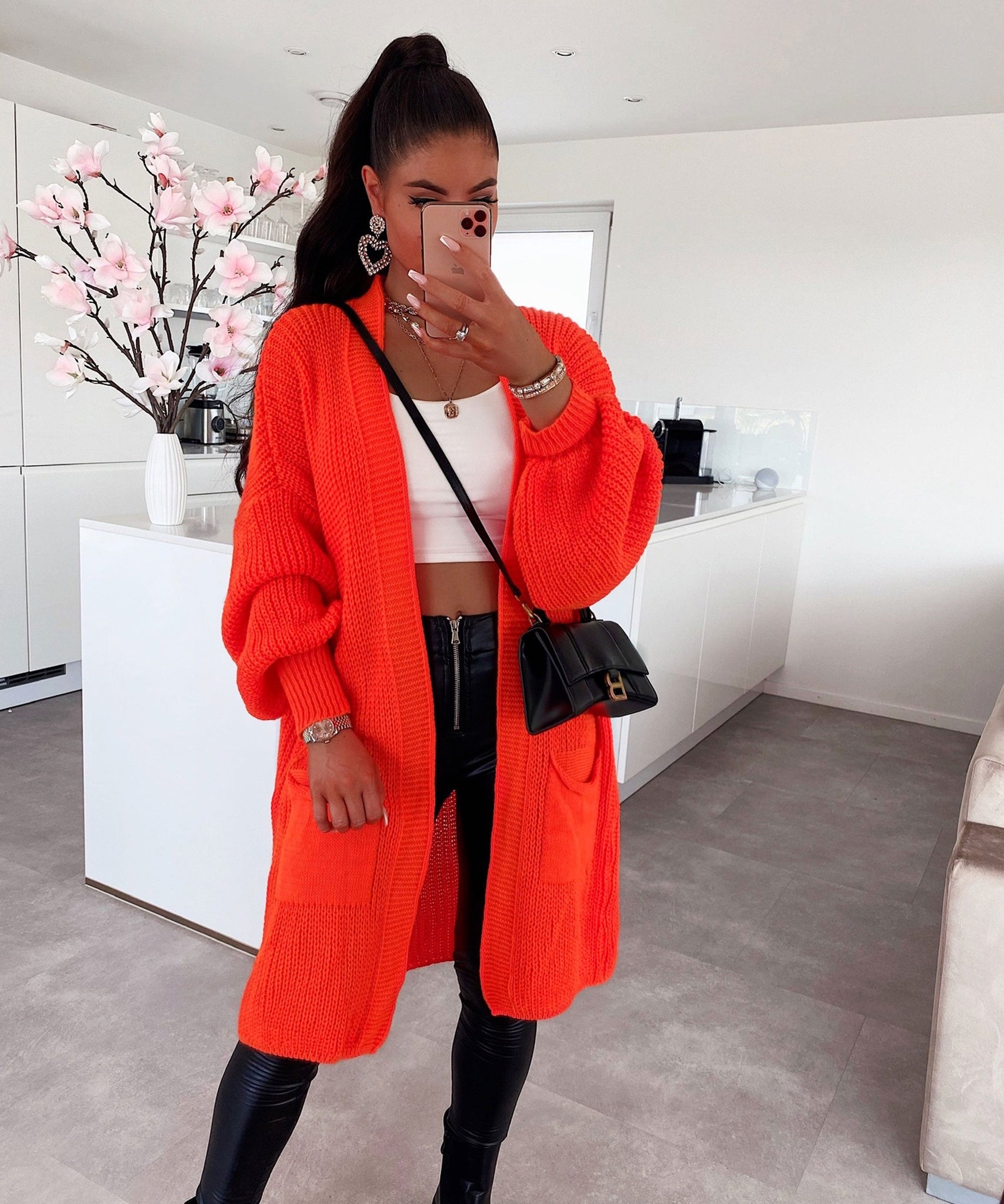 Cardigan Leilani Kurz Neonorange