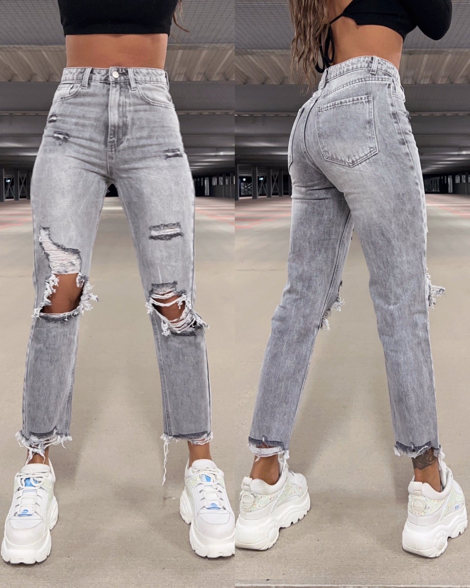 Mum-Jeans Paris Grau