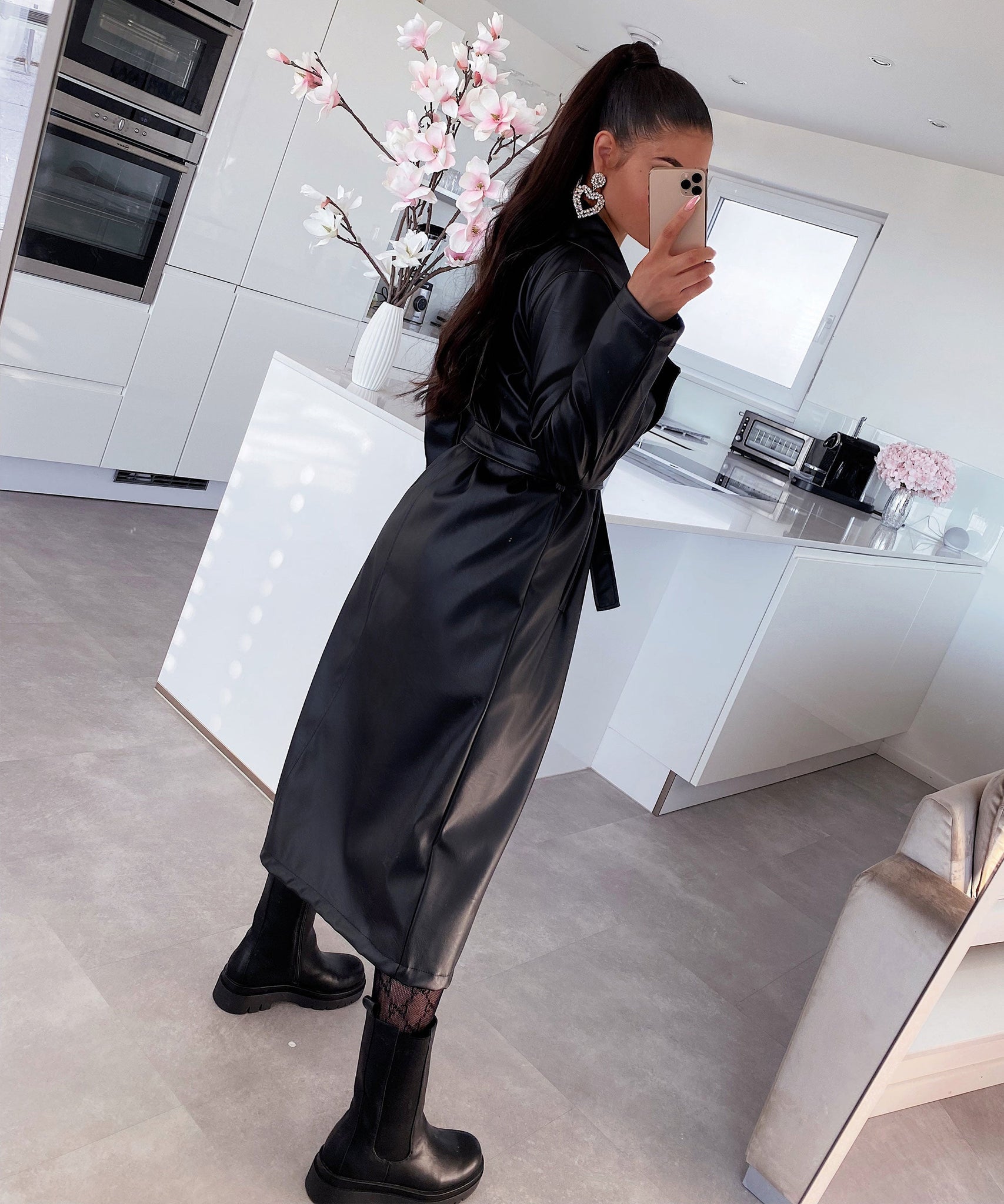 Ledermantel Harlow Schwarz