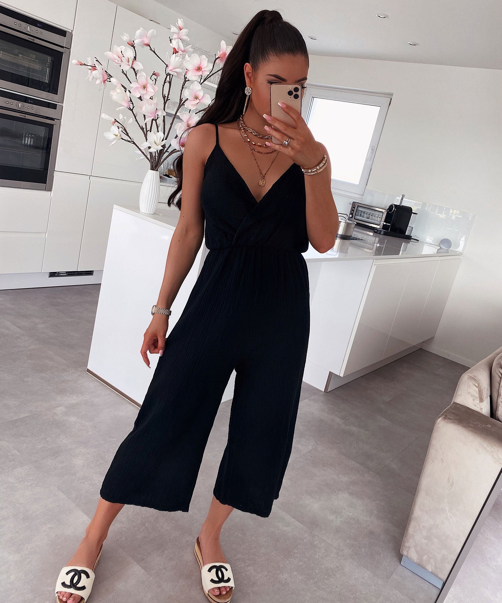 Musselin Jumpsuit Valeria Schwarz