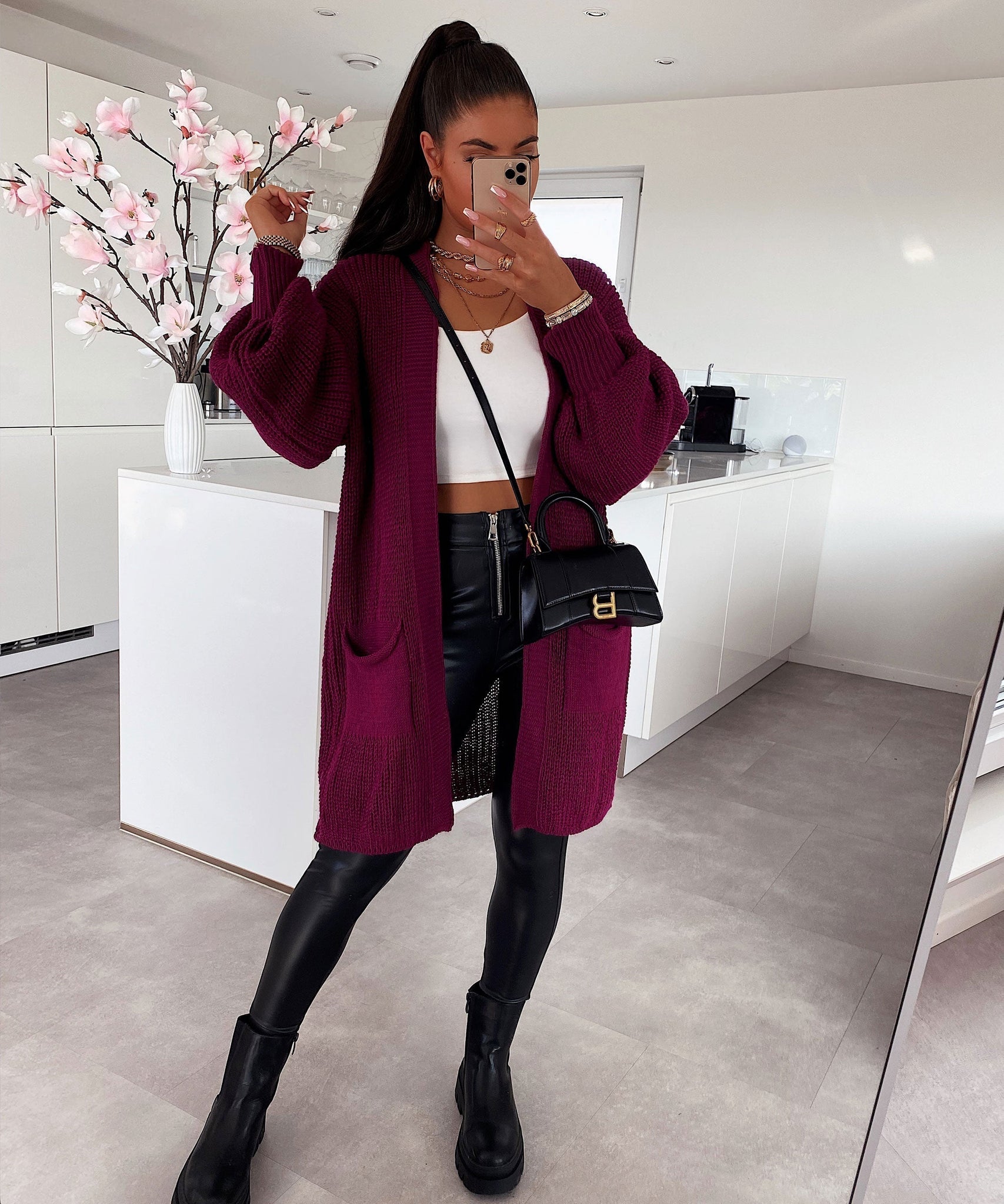 Cardigan Leilani Kurz Bordeaux