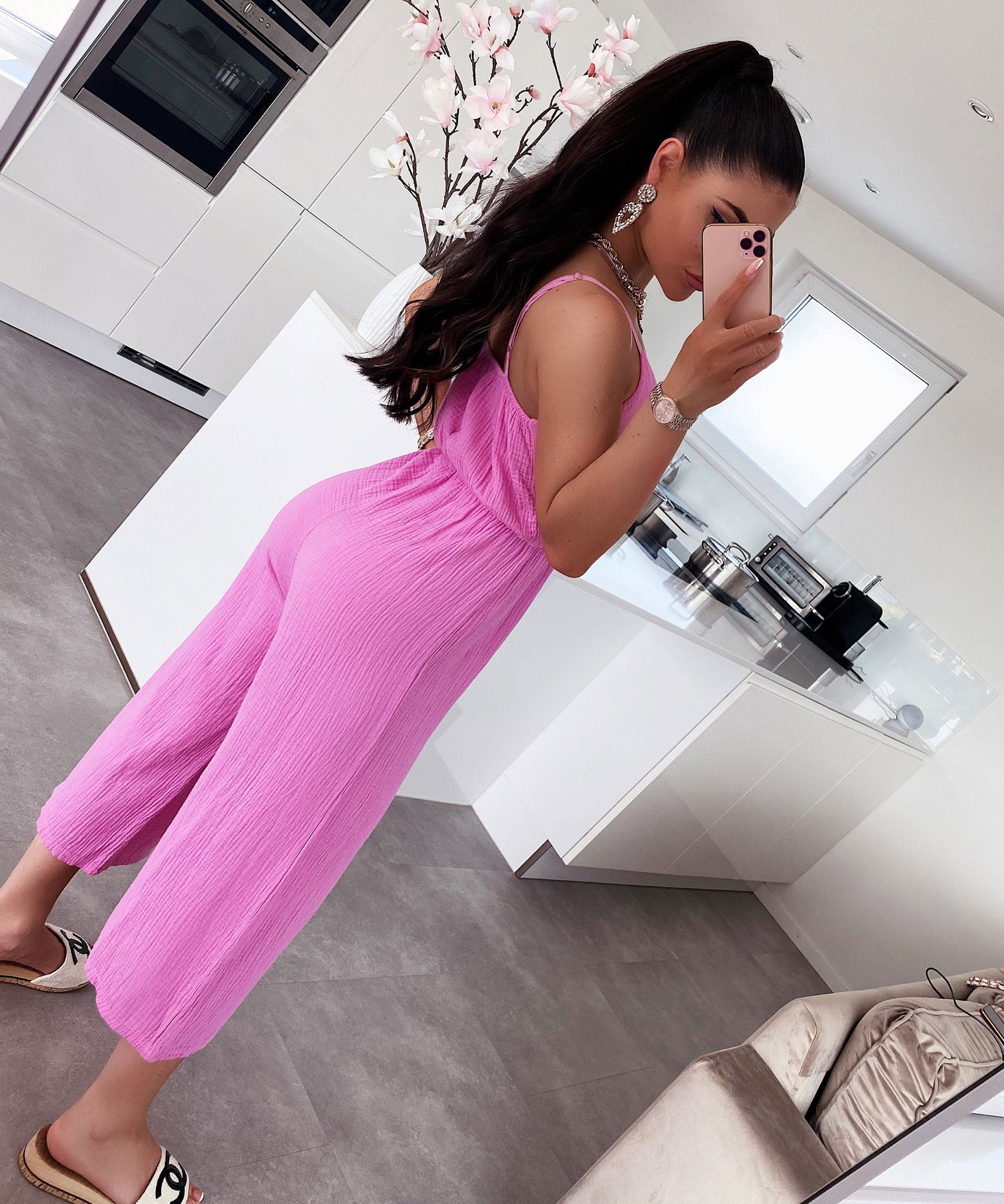 Musselin Jumpsuit Valeria Hellpink