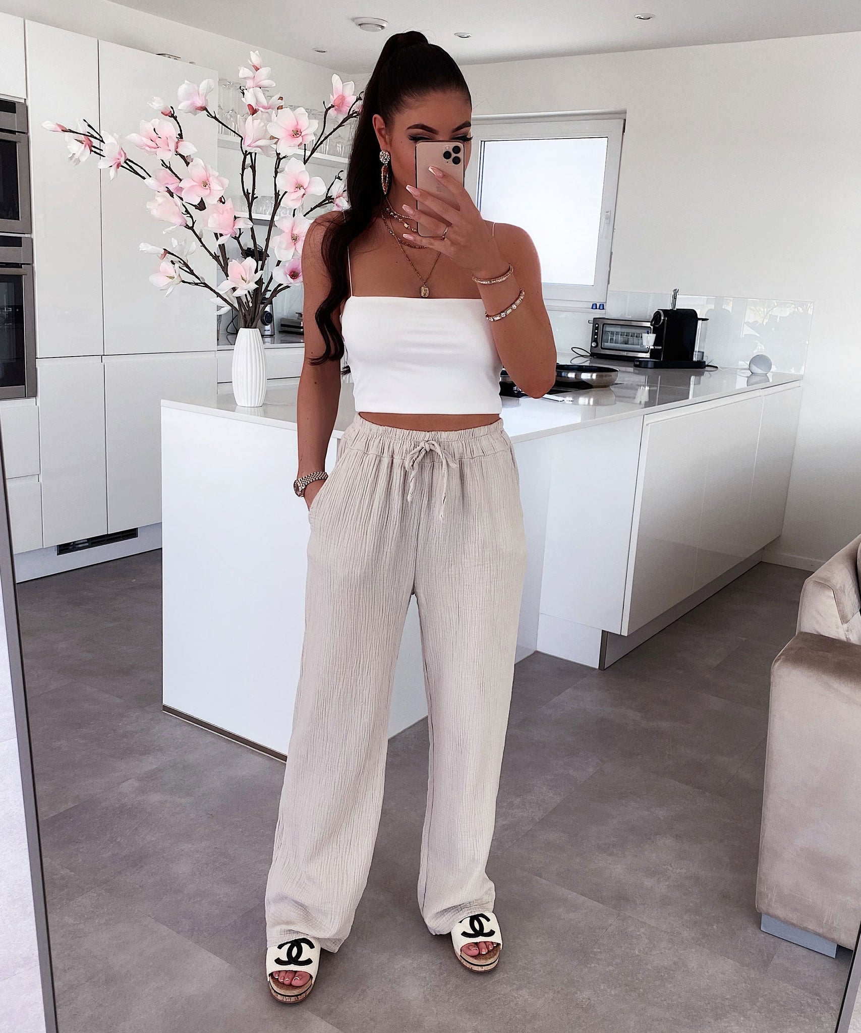 Musselin Hose Abril Beige