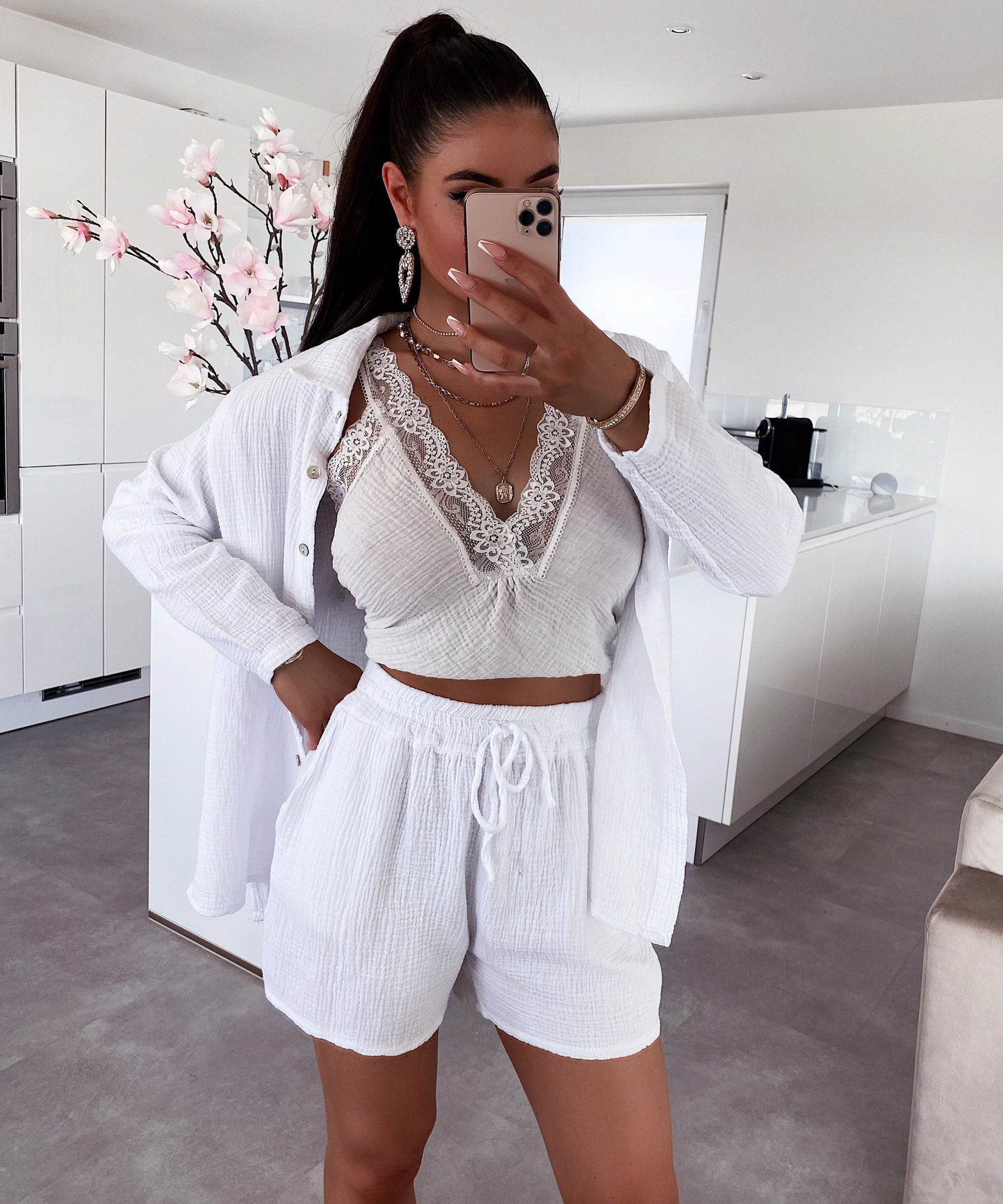 Musselin Shorts Weiß