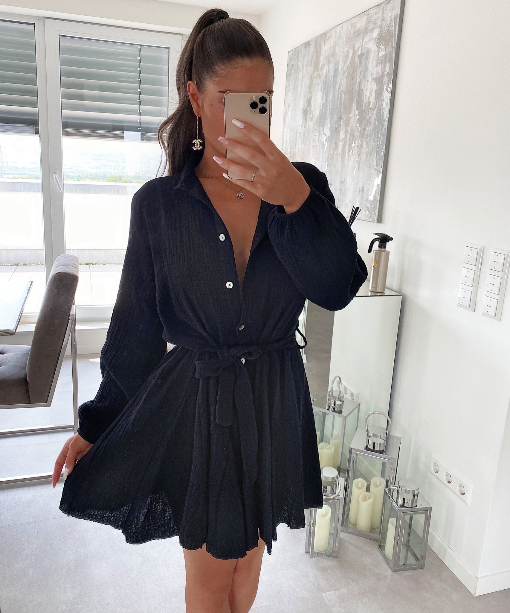 Musselin Kleid Daisy Schwarz