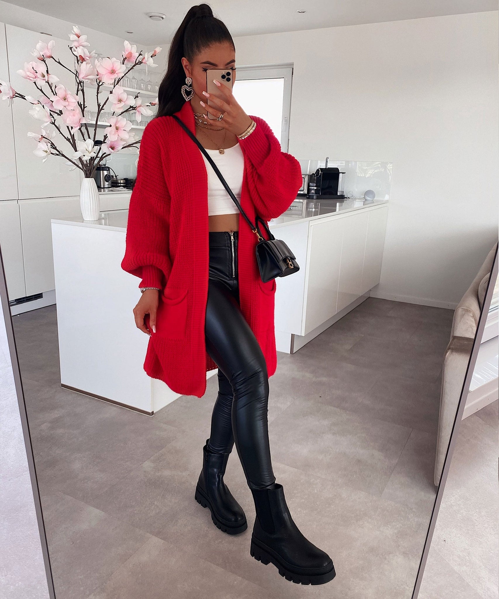 Cardigan Leilani Kurz Rot