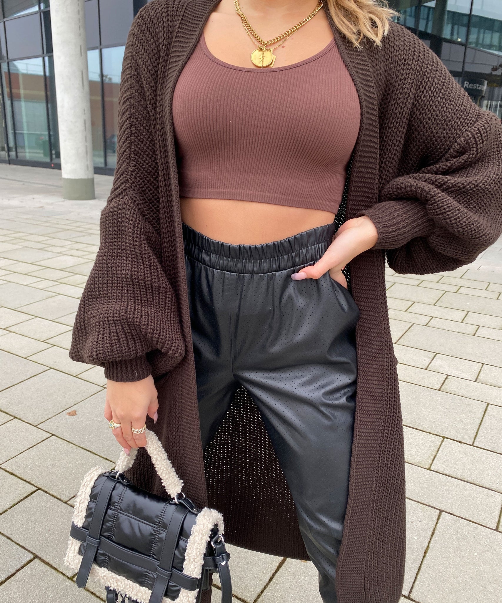 Cardigan Leilani lang Dunkelbraun