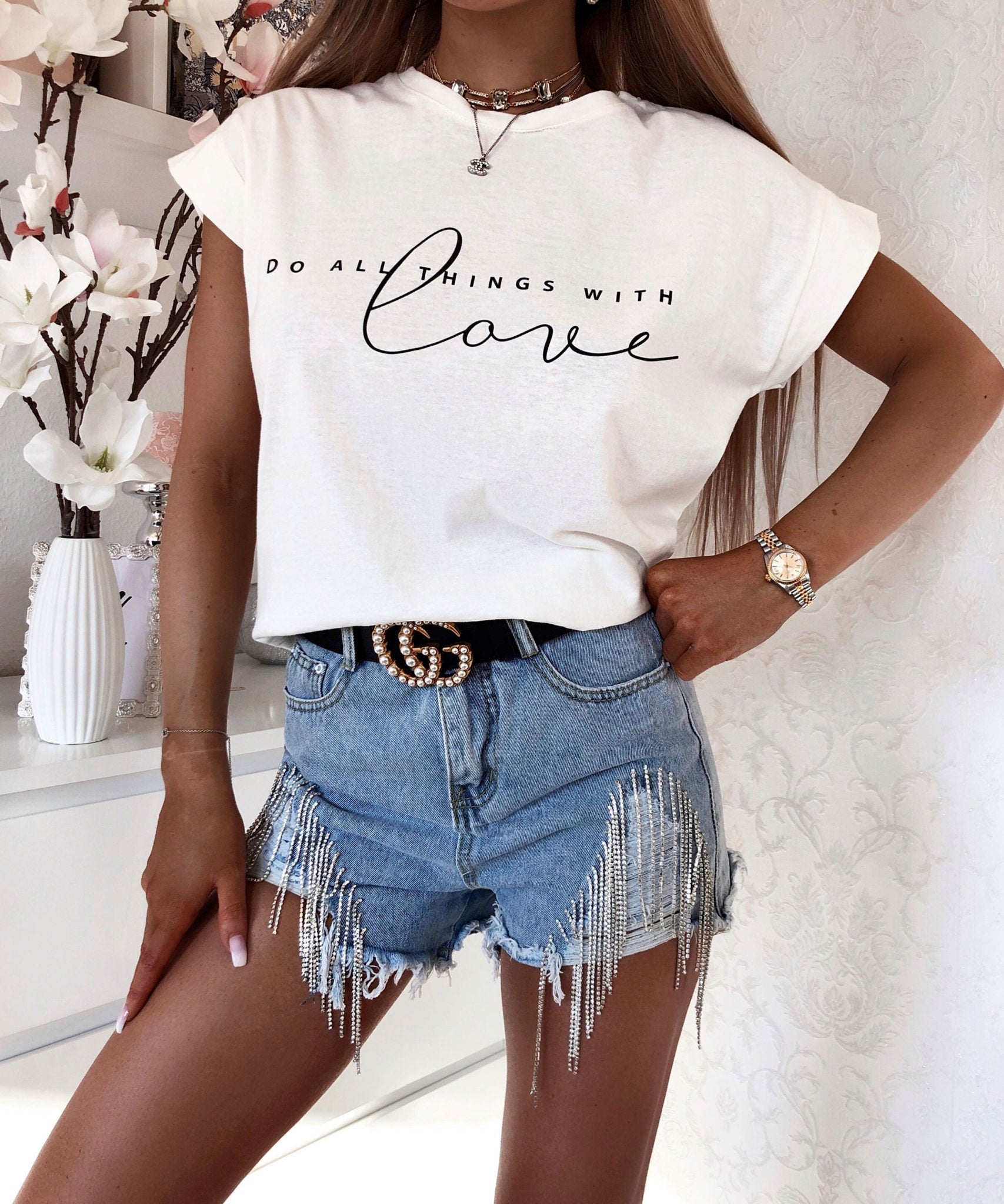 T-Shirt Love Weiß