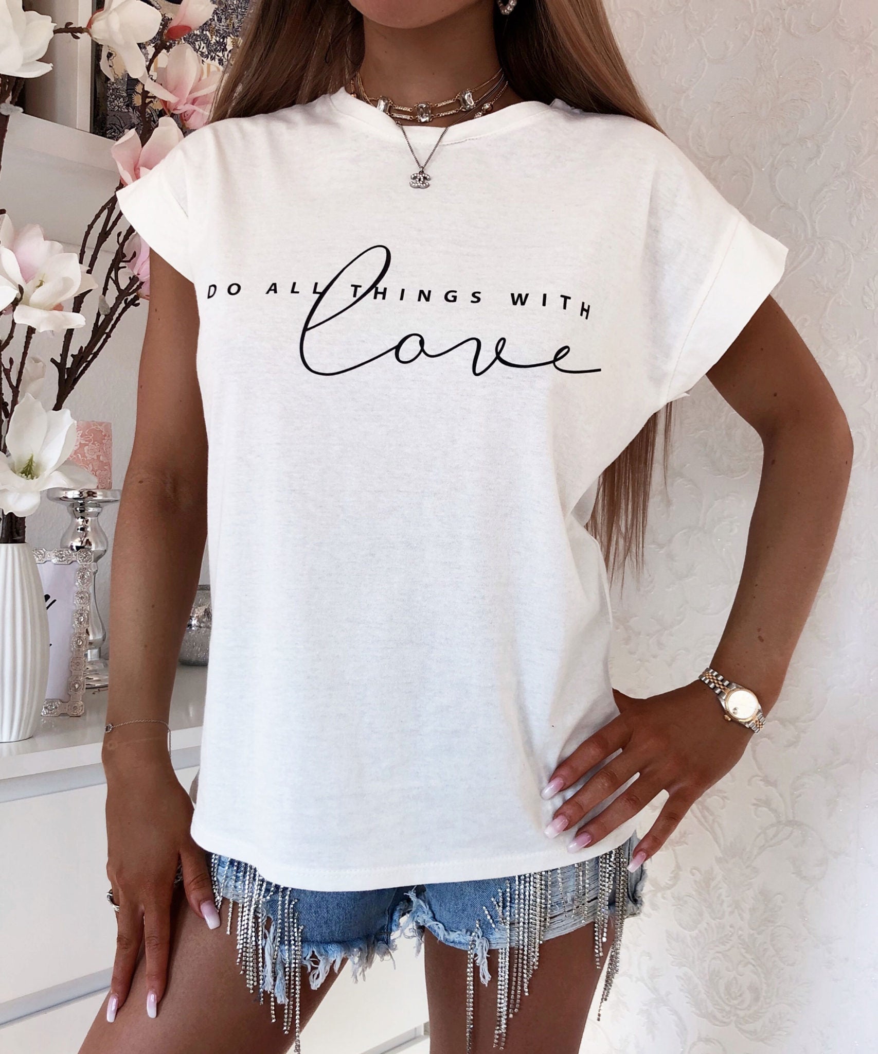 T-Shirt Love Weiß