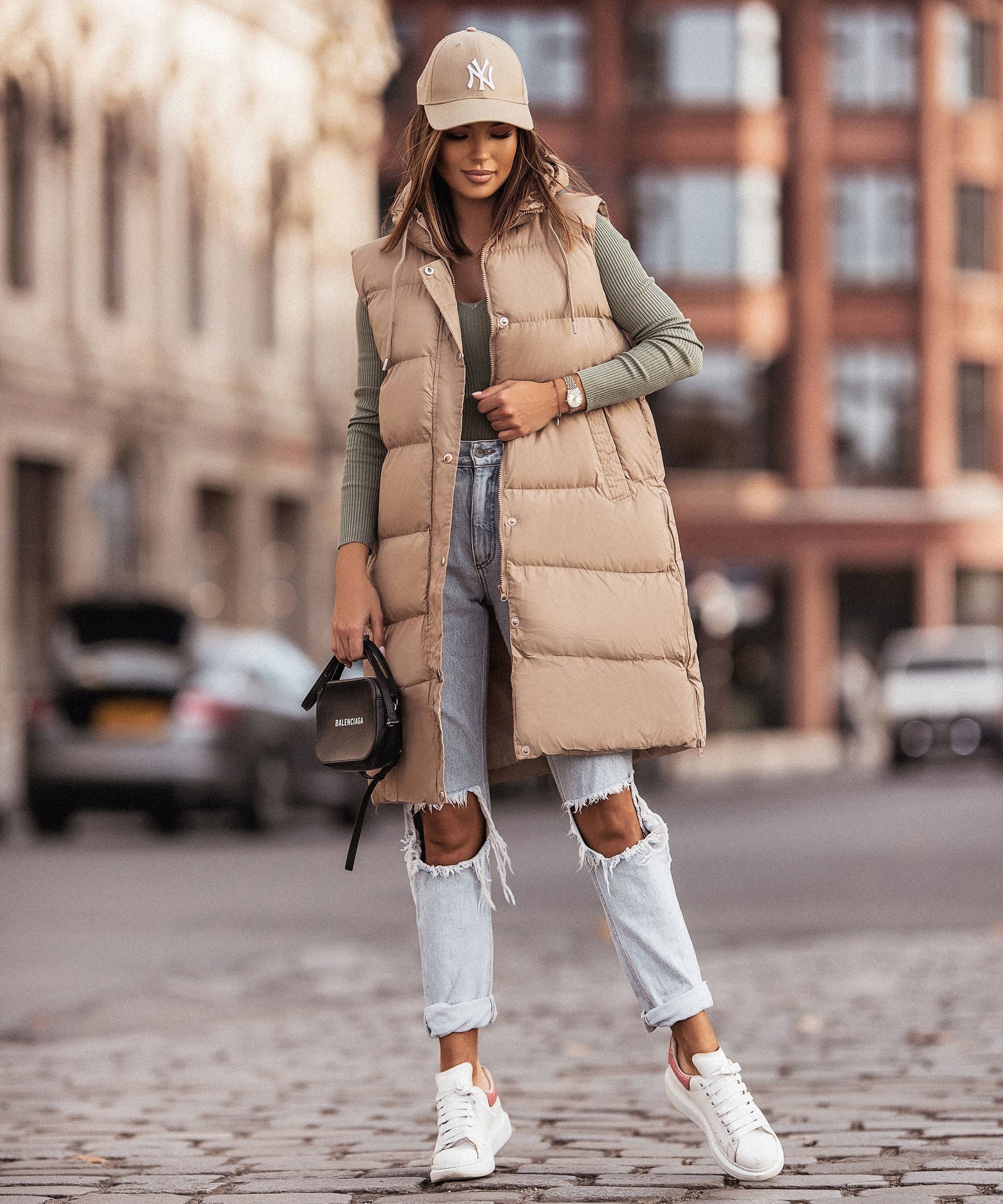 Weste Megan Lang Camel