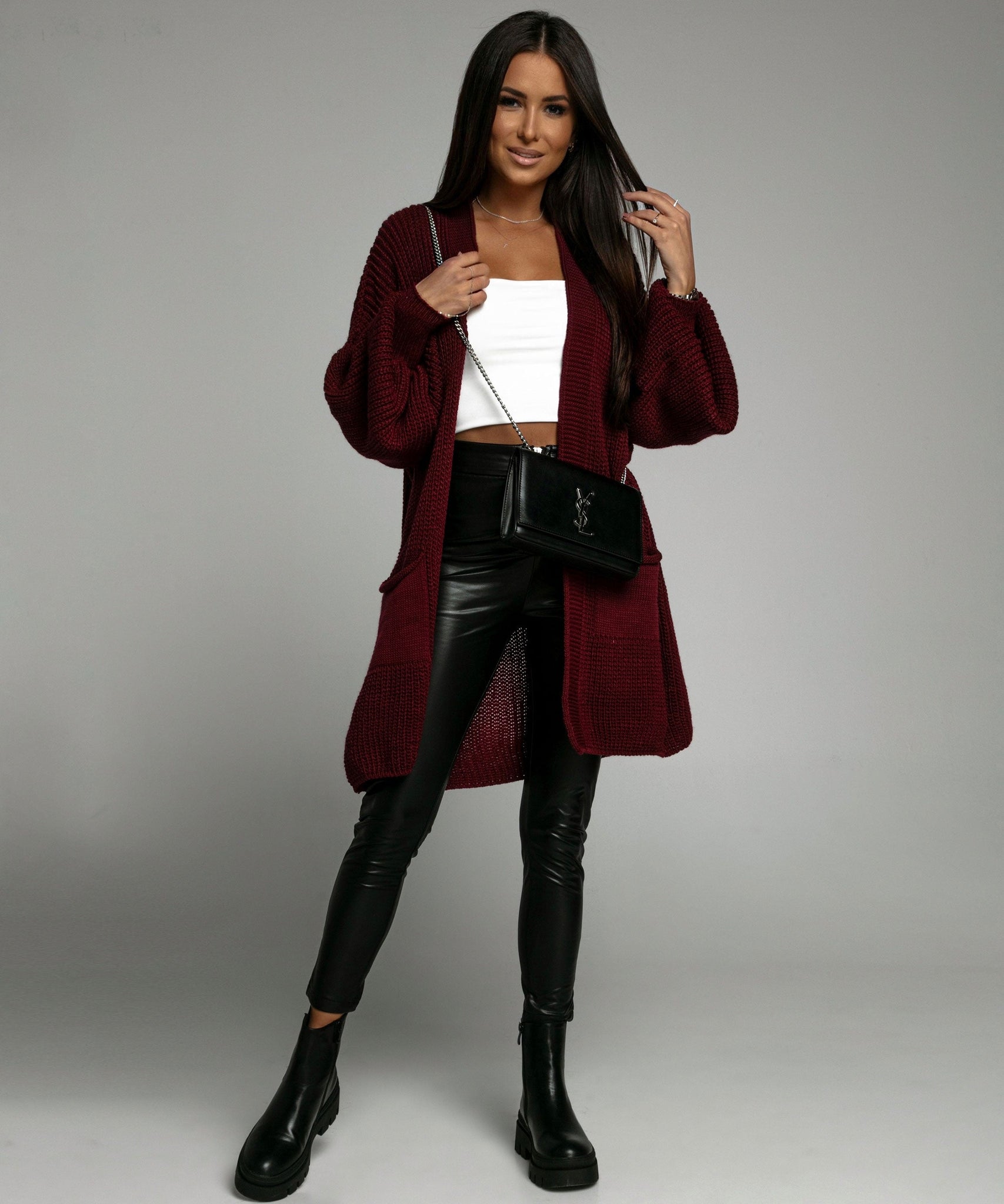 Cardigan Leilani Kurz Weinrot