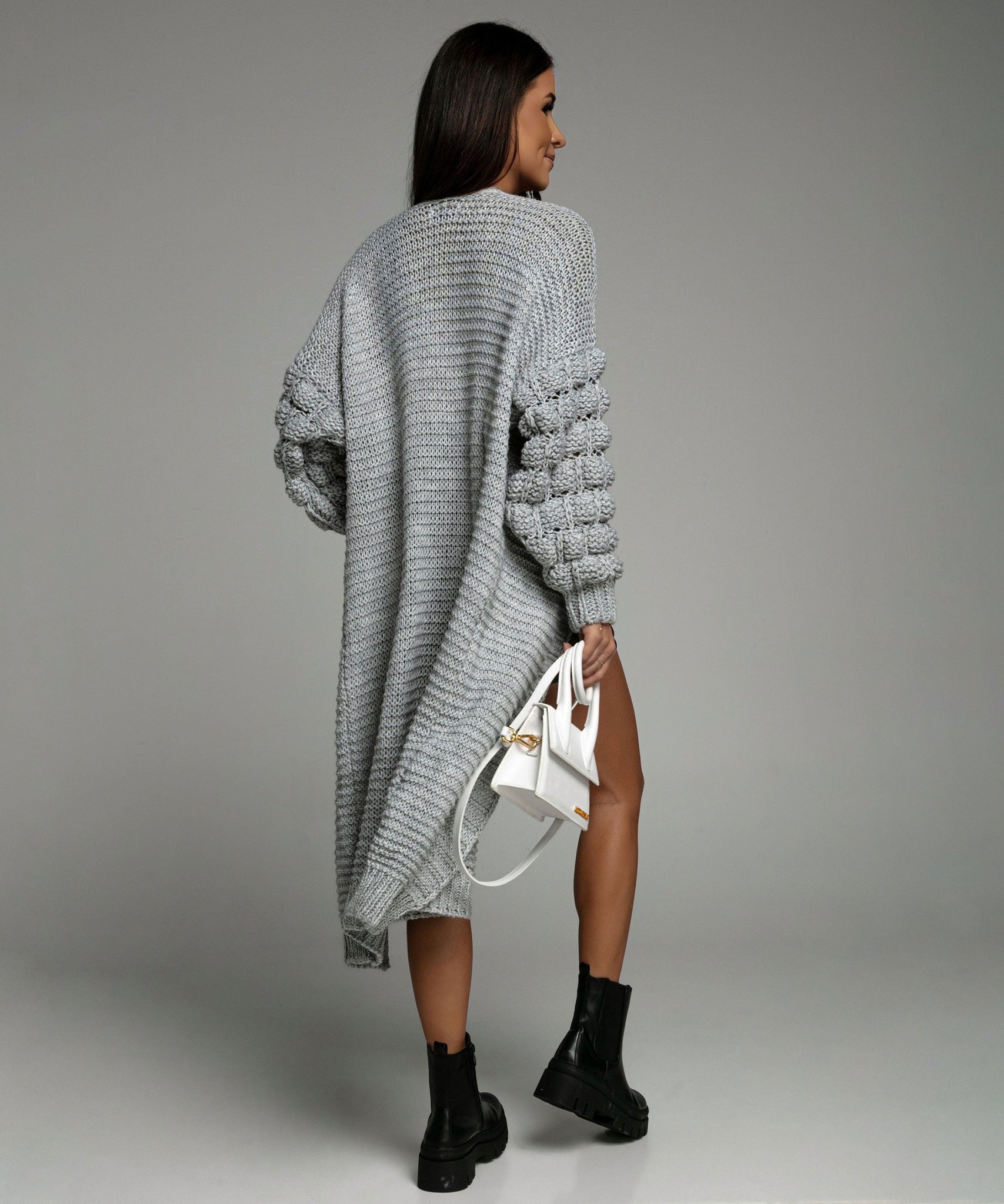 Strickjacke Cloudy Lang Grau