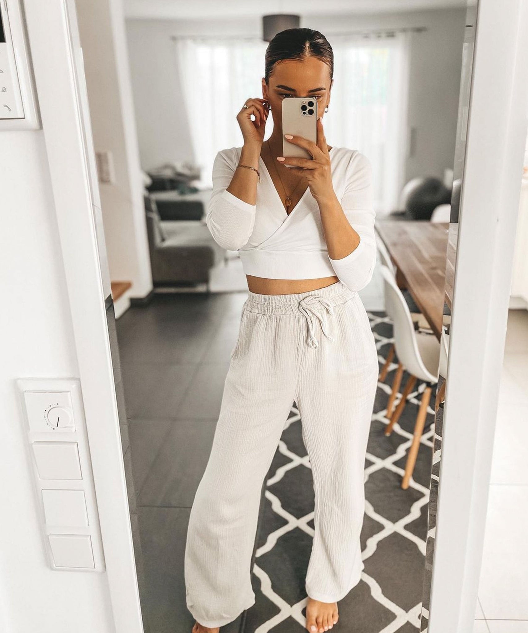 Musselin Hose Abril Beige