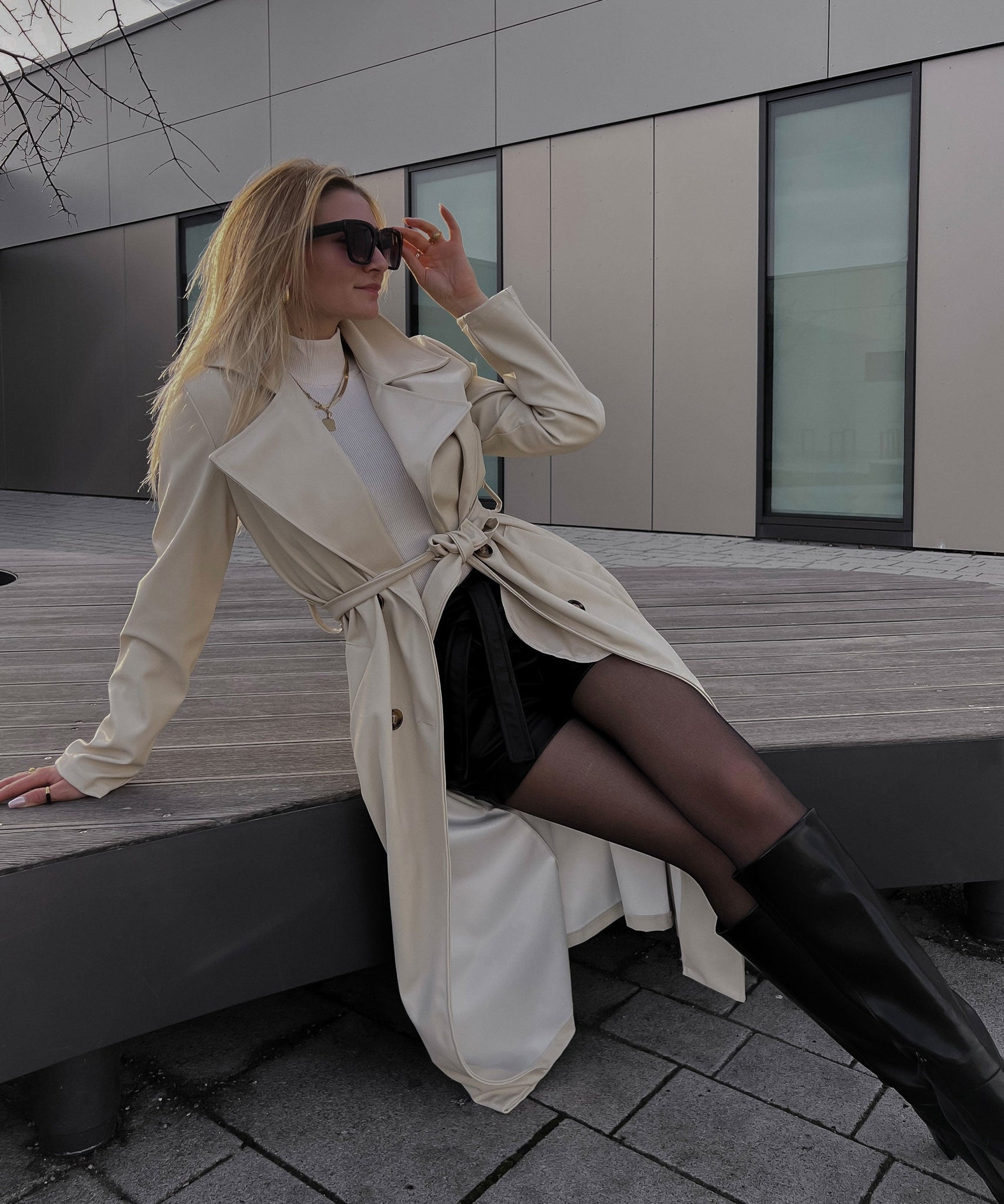 Ledermantel Harlow Spring Beige