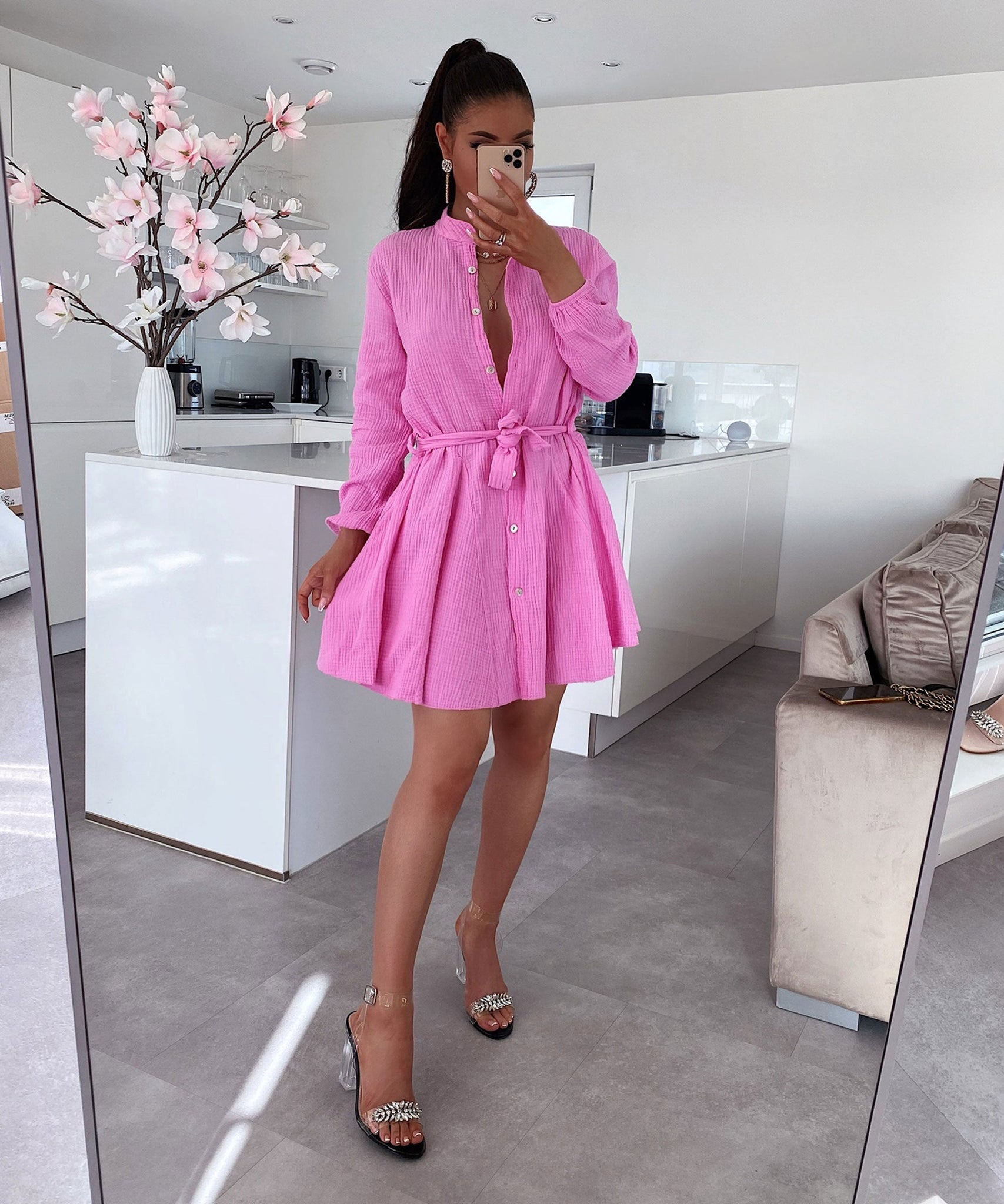 Musselin Kleid Daisy Hellpink